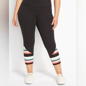 Livi Active Black Capri Leggings In Siesta Stripe 14/16 NWT (5316)